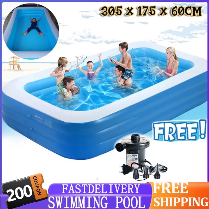 Swimming Pool Kids Inflatable Rectangular Pump Home Water Toys Cod ...