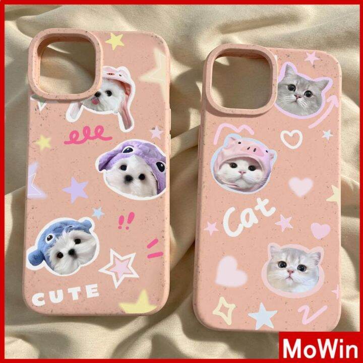 mowin-เข้ากันได้สำหรับ-เคสไอโฟน-เคสไอโฟน11-เคส-เป็นมิตรกับสิ่งแวดล้อมเคสย่อยสลายได้นุ่มกันกระแทกป้องกันสีชมพูแมวน่ารักสุนัขเข้า