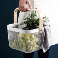 [COD] Japanese-style wrought iron hand basket storage kitchen bathroom sundries snacks fruit