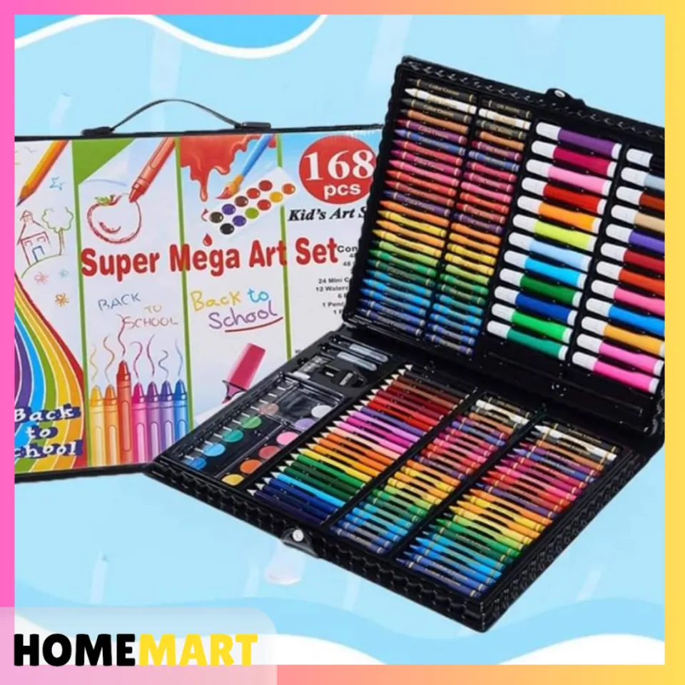 Cheska Olshoppe - 😘Super Mega Art Set 168 pcs coloring set may  watercolors, color pencils, crayons, coloring markers, tahar, eraser at iba  pa.. sulit ka dito mommy, malaki po ang case nia