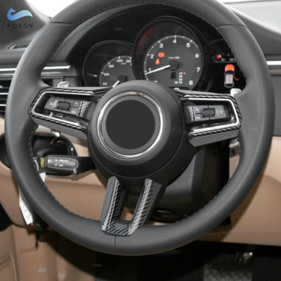 อุปกรณ์เสริมในรถยนต์ ABS คาร์บอนไฟเบอร์พื้นผิวภายในพวงมาลัยฝาครอบปุ่มตัดสำหรับ Porsche 2022 2023