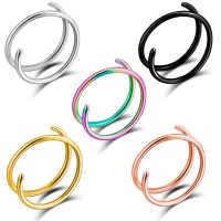 Stainless Steel Double Nose Hoop Ring Silver Color Helix Fake Nose Piercing Set for Women Men Piercing Nose Hoop Ring