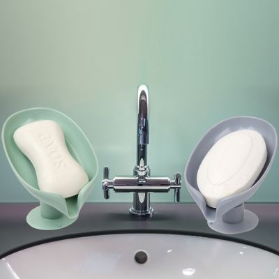 2PCS Suction Cup Wall Hanging Soap Holder Tree Leaf Laundry Soap Dish Punch free Water free Storage Box For Kitchen Bathroom