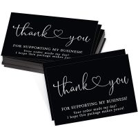 30Pcs/Pack Black Paper Cards Thank You Card For Supporting My Small Business Decoration Appreciate Card For Business 9x5.4cm