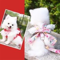 【jw】◐ Hot Sale Bow Chest Dog Harness Leash Small Dogs Harnesses for Chihuahua Yorkshire Walking Training