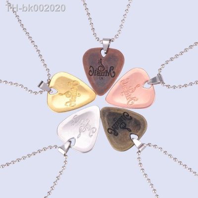 ☃ 1pc Metal Acoustic Electric Guitar Bass Necklace Thin Mediator Pick With Chain Guitar Accessories Guitar Necklace