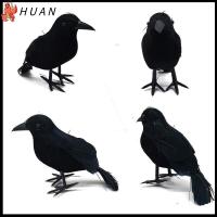 HUAN เครื่องประดับ Flocking ฮาโลวีน นกปลอม โมเดลอีกาดำ จำลอง ของเล่นน่ากลัวสัตว์