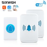 (Leisurely) SIXWGH ออดไร้สาย Tuya WiFi Smart Life APP การตรวจสอบระยะไกล Home Security ยินดีต้อนรับ Smart Chimes กระดิ่งประตูกันน้ำ