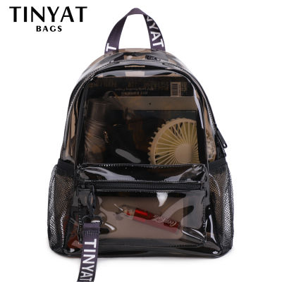 TINTAT Fashion Clear PVC Women Backpack New Trend Transparent Solid Backpack Travel School Backpack Bag for Girls Child Mochila