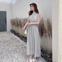 COD DSTGRTYTRUYUY Chiffon Dress Summer Women Long Sleeveless Beach Free Belt Party Banquet