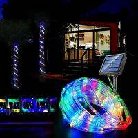 32m/22m/12m/7m Solar Rope Strip Light Outdoor Waterproof Fairy Strings Light Garden Lawn Tree Yard Fence Christmas Decoration Outdoor Lighting