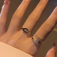 [COD] light luxury opening H-shaped golden ring femininity inlaid with diamond letters net red cold