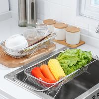 Sink Drain Basket Expandable Strainer Basket Stainless Steel Telescopic Drain Basket Sink Drying Rack Expandable Dish Drainer Mesh Covers