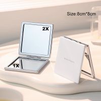 PU White Leather Makeup Mirror Small Double-sided for Women Portable In Student Dormitory for Men Handheld Folding Mirror Mirrors