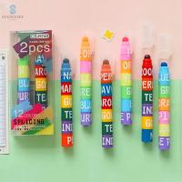 STATIONERY เจลลี่ วางซ้อนกันได้ สีสันสดใส กราฟฟิตี ดินสอสี อุปกรณ์สำนักงานโรงเรียน ปากกาเน้นข้อความ ปากกาฟลูออเรสเซนต์แข็ง ปากกาวาดภาพ ปากกาสี