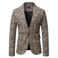 ZZOOI 2022 Fashion Vintage Party Blazer Coat Mens Slim Fit Single Button Business Formal Wedding Party Dress 7 Styles Stripe Blazers