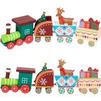 Wooden Train Christmas Ornament Gift Christmas Train Set Wooden Train Model Vehicle New Year Christmas Childrens Toys