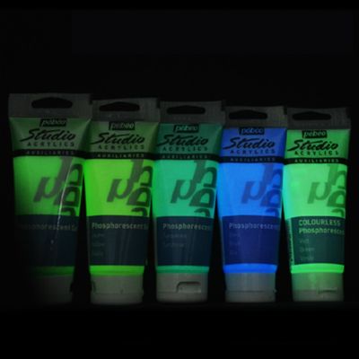 Pebeo Acrylic Glowing/Luminous Paints/Pigments 100ML Acrylics Auxiliaries Phosphorescent Gel Fluorescent DIY Drawing Supplies