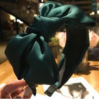 【YF】 Dark Green Satin Bowknot Headband for Ladies Elegant Headdress Women Hair Accessories Solid Silk Bow Knotted Hairband Wide