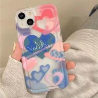 For IPhone 14 Pro Max IPhone Case Thickened TPU Soft Case Clear Case Shockproof Pink Pink and Blue Heart Compatible with For IPhone 13 Pro Max 12 11