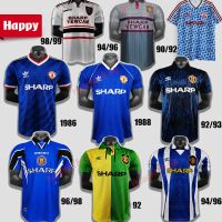 Φretro 90/92 Away Retro MU Soccer Jerseys Retro Away 2000 04 06 Blue MU Retro Soccer Jersey 86 88 Home Men Finals Footba