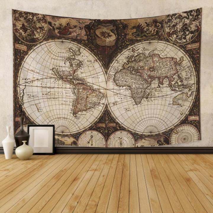 cw-world-map-vintage-tapestry-navigation-map-compass-polyester-fabric-wall-hanging-blanket-car-bohemian-home-decor-tapestries