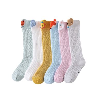 Infant Newborn Baby Cartoon Thin Mesh Socks Kids Girls Boys Candy Color 1-3 Years Long Cotton Socks
