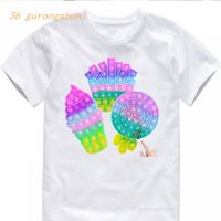 COD DSGRGTRDRT children Fidget Pop it cartoon print graphic tee boy t shirt for girls tops Popit Ice cream t kids clothes girls 8 to 12 boys t shirts