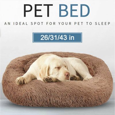 [pets baby] เตียงสุนัขสแควร์ยาว Plush Kennel สัตว์เลี้ยงขนาดใหญ่ Calming เตียง WashableWarmMat Nest เบาะกันลื่นสุนัขอุปกรณ์เสริม