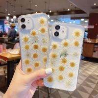 เคส TPU นิ่มลายดอกไม้ตากแห้งของจริงสำหรับ Coque iPhone 11 12 13 14 Pro Max X XR XS Max เคสโทรศัพท์สำหรับ Iphone 7 8 Plus