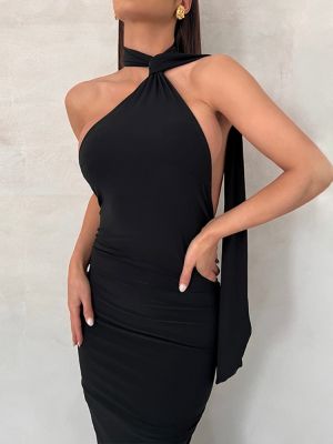 【YF】 Elegant Backless Party Dress for Women Summer Sexy Halter Neck Bodycon Maxi 2023 Evening Club Long Black Vestido