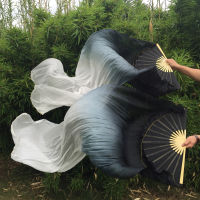 unique hot-selling BlackWhite mixed Belly Dancing 100 Real Silk Fan Veils dyed color long Dancing Fans 180cm Lenglth