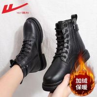 ② ดึงกลับ Martin Boots ผู้หญิง2022ฤดูใบไม้ร่วงและฤดูหนาวใหม่รองเท้าผู้หญิงสไตล์อังกฤษ Breathable Wild Star เดียวกันสั้นรองเท้าผู้หญิง