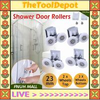 TheToolDepot 4ชิ้น23มม. แบบเลื่อนก้นลูกกลิ้งประตูฝักบัวสำหรับเปลี่ยนลูกกลิ้งแก้วประตูห้องน้ำ