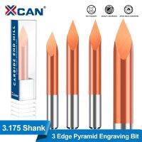 XCAN มิลลิ่งคัตเตอร์แกะสลักบิต 10pcs 1/8 Shank 3 Edge Pyramid Bit Carbide End Mill Straight V Bit CNC Machine Router Bit