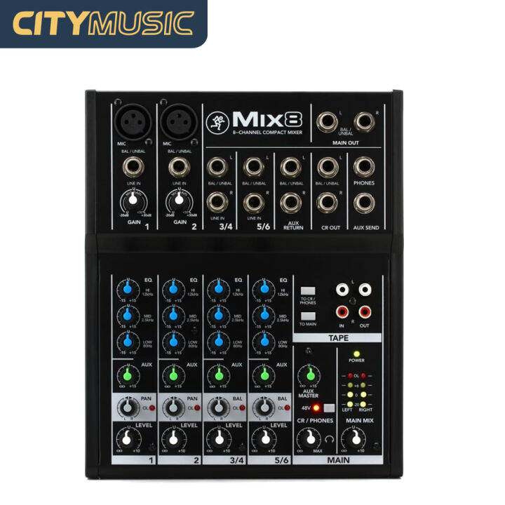 Mackie Mix8 8-channel Compact Mixer, 6-input Desktop Mixer with 2