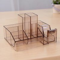 Free Shipping Multifunctional Creative Pen Holder Fashion Business Card Pen Holder Acrylic Student Personalized Desktop Office Storage Box