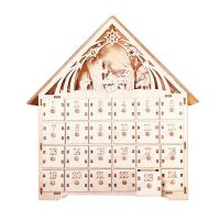 Wooden Christmas Calendar Advent Countdown to Christmas LED Lighted Advent Calendar with 24 Drawers for Christmas Holiday DIY Gift Home Decoration steadfast