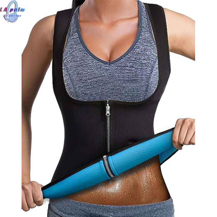 Women Neoprene Sauna Body Shaper Sweat Vest Waist Trainer Sleeve Spa Hot  Slimming Workout Vest Top For Grown-ups
