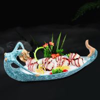 Mermaid Tatoo Plate Resin Platter Creative Japanese Tableware Dry Ice Hot Pot Sashimi sushi seafood meat Plates Dish Restaurant