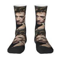 Harajuku Johnny Hallyday Socks Women Men Warm 3D Printing French Rock Singer Sports Football Socks