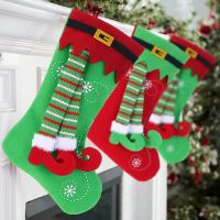 Elf Leg Christmas Socks Candy Bag Merry Christmas Tree Decorations For Home Xmas Ornaments Hanging Pendants 2022 Navidad Party Socks Tights