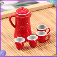 ? JCTTTY ? 5ชิ้น/เซ็ต1:12 MINI Toy Model ตุ๊กตาบ้านอุปกรณ์เสริม Creative Red kettle ตกแต่ง