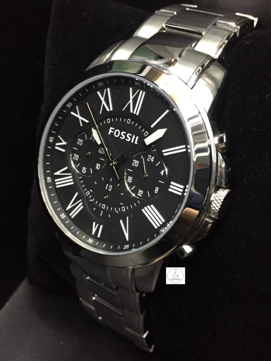 นาฬิกาข้อมือผู้ชายจับเวลา-fossil-รุ่น-fs4736-chronograph-ตัวเรือนและสายสแตนเลส-หน้าปัดสีดำ-เลขโรมัน-รับประกันของแท้-100