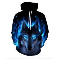 Sudaderas con capucha de lobo para hombre y mujer, jersey de manga larga con estampado 3D de la serie Ice Fire Animal Wolf, ropa de calle, Tops