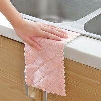 เครื่องมือทำความสะอาดห้องครัว Super Absorbent Microfiber Kitchen Dish Cloth Double-Sided Clean Pad Kitchen Bathroom Accessories Goods