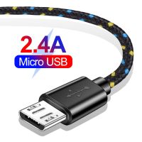 2A ข้อมูล Micro USB สายชาร์จแบตเตอรี่1ม. 2ม. 3M ไนลอนถักไมโคร USB ชาร์จเร็วสายชาร์จสำหรับ Samsung Xiaomi แอนดรอยด์โทรศัพท์