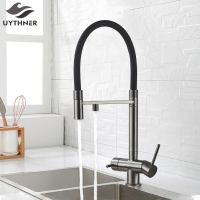 Caldwelllj Kitchen Water Filter Faucet Dual Spout Pure Drinking Mixer Tap Rotation Purification Feature Taps Crane