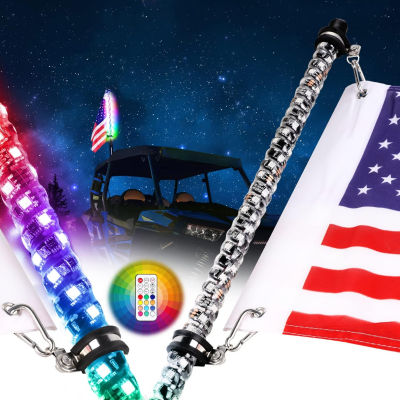 NR NIRIDER Nirider 2ft LED Whip Lights with Flag Pole Remote Control Spiral RGB Chase Light Offroad Warning Lighted Antenna LED Whips for UTV, ATV, SXS, RZR, Can-am, Golf Cart, Truck, Sand, Buggy Dune 2-1
