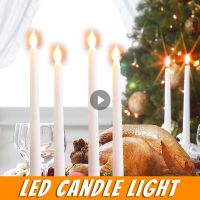 Christmas LED Long Candle Light Remote Control Flame Lamp Warm White Flameless Taper Candles Wedding Party Table Halloween Decor